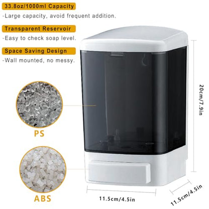 Manual Soap Dispenser Wall Mounted, 33.8oz, Bathroom Kitchen Commercial - color: White&black