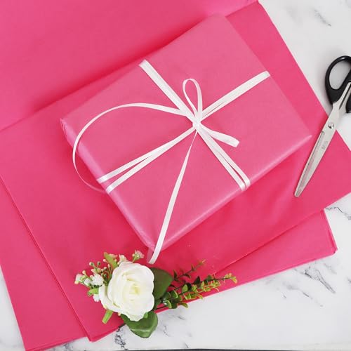 BEISHIDA 100 Sheets Hot Pink Tissue Paper Bulk, Wrapping Tissue Paper for Gift Bags, 14 x 20 Inch Gift Wrap for Valentine Birthday Wedding Graduation DIY Crafts Holiday Flowers - color: hotpink