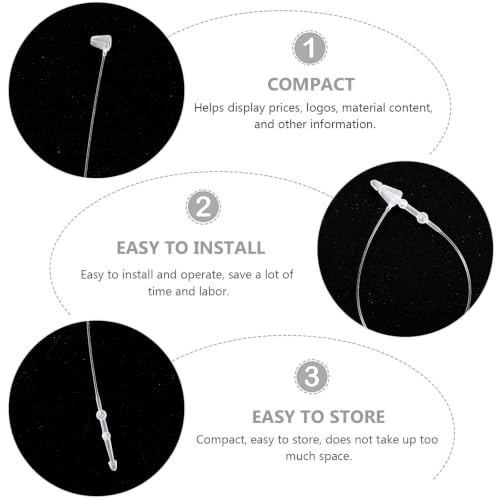 KALLORY Plastic Tag Fastener Clothing Tag Snap Locks for Retail Price Display Logo and Material Content Labels Easy to Fix and Operate 2 Bags 3.93 X 0.19 X 0.15 in