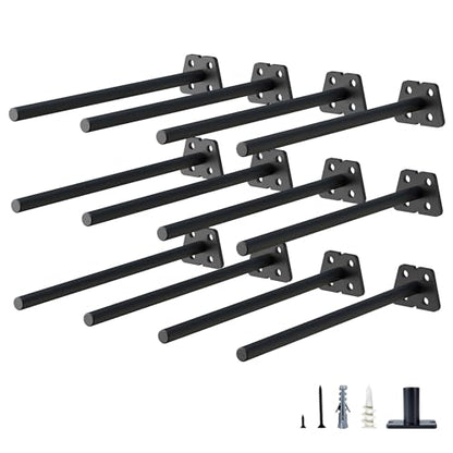 NEODROP 12-Pack 8 Inch Hidden Floating Shelf Bracket, Heavy Duty Blind Shelf Support Hardware | Invisible Wall Brackets for Kitchen, Fireplace Mantel Wood Shelves | Black Powder Coated Solid Steel - size: 8 Inch, style: 12 Pack