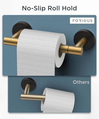FORIOUS Commercial Toilet Paper Holder Wall Mount Bathroom Tissue Holder - color: Brushed Gold & Matte Black