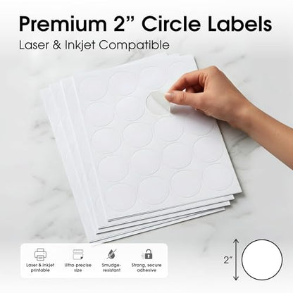 2" Circle Labels for Laser & Inkjet, Spartan Industrial Template C004 - size: 2" Circle