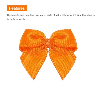 MECCANIXITY Mini Ribbon Bow 1" Mini Fabric Flower Bows Dark Orange 150Pcs - color: Dark Orange