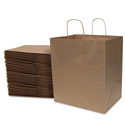 Prime Line Packaging Kraft Paper Bags with Handles, 14x10x16.5 In, 50 Pack - size: 14x10x16.5 Inch