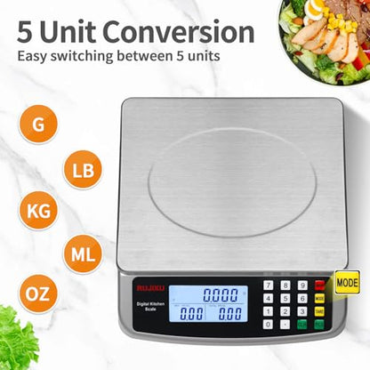 Food Scale 88lb/40kg Large Digital Kitchen Scale 0.05oz/1g with Price Computing Commercial Scale 304 Stainless Steel gram Scale for Baking Cooking Meat Restaurant ，USB or AA Battery(Included) - color: SILVER 40KG