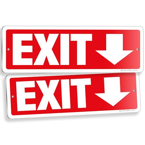 iSYFIX Exit Signs 2 Pack 12x4 Inch with Directional Down Arrows - color: Metal Down, size: 2 Pk 12x4