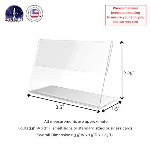Marketing Holders 10 Pack Table Tent 3.5" x 2" Sign Holder Horizontal Deli Ice Cream Shop Flavor Signage Pricing Sandwich Shops Slant Back Clear Acrylic Literature Holder Countertop - size: 3.5"w x 2"h