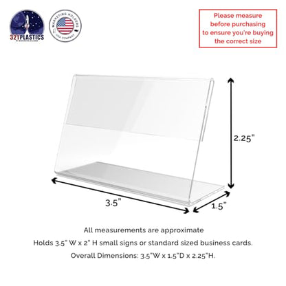 Marketing Holders 10 Pack Table Tent 3.5" x 2" Sign Holder Horizontal Deli Ice Cream Shop Flavor Signage Pricing Sandwich Shops Slant Back Clear Acrylic Literature Holder Countertop - size: 3.5"w x 2"h