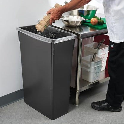 Winco Slender Trash Can, 23-Gallon, Black - color: Black