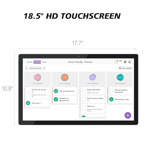 15.6 to 27 inch Touchscreen Digital Calendar & Wall Planners, Smart Whiteboard Calendar for Chore Chart & Work Schedule, Built in Speakers and Camera, Include Wall Mount & Desk Stand (18.5-inch) - size: 18.5-inch