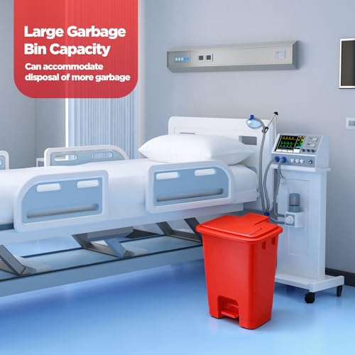 1 Pcs 5 Gallon Red Trash Can Biohazard Step on Hands-Free Waste - color: Red, size: 5 Gallon