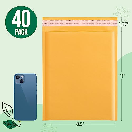 Fuxury Kraft Bubble Mailers 8.5x12 Inch 40 Pack Padded Envelopes #2 - color: Yellow, size: 8.5×12" 40PC