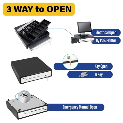 HK SYSTEMS 16inch "Stainless Steel" Front Heavy Duty POS "USB" Interface Cash Drawer with 5Bill/5Coin (BLACK) "NO compatibility with Square POS system for now" - color: 16" POS-USB Black