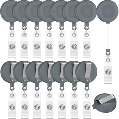 Zonon 100 Pcs Retractable Badge Reel ID Holder with Clip,Gray - color: Gray