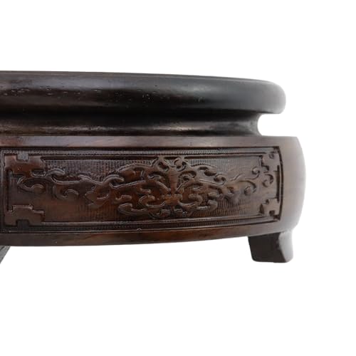 Wooden Display Stand Base Round Wood Carved Craft Pedestal, 4" x 4" - size: Round, 4" x 4"