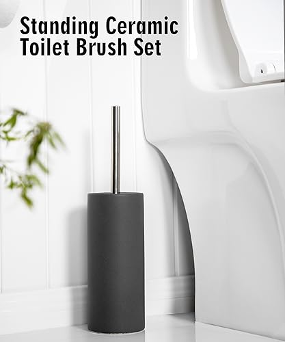 Matt White Ceramic Toilet Brush and Holder Set - color: Matt White, size: Set/1