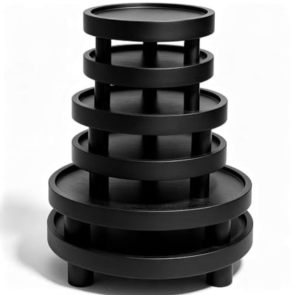 6 PCS 5/6/8 Inch Wooden Risers for Display Wood Pedestal Stand (Black) - color: Black