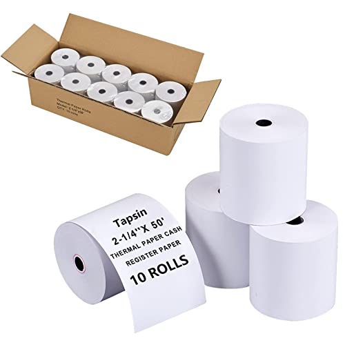 2-1/4'' x 50' (10 Rolls) Thermal Receipt Paper, Fits 58mm Thermal POS Printers, Premium Quality, Biodegradable - size: 2 1/4" x 50', style: 10 Rolls