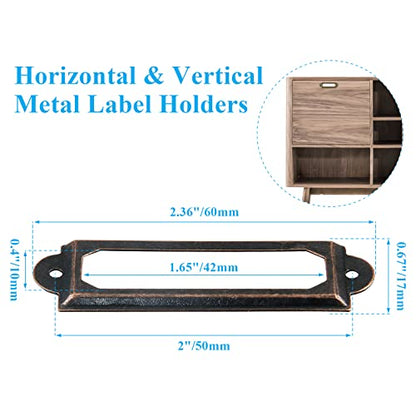 Metal Label Holder, 60mm x 17mm File Drawer Label Frames Holder - color: Red Bronze, size: 60mm x 17mm
