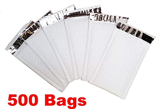 iMBAPrice 500#000 (4" x 8") Pure White Color SELF Seal Poly Bubble MAILERS Padded Shipping ENVELOPES (Total 500 Bags) - color: White Poly Bubble, size: 4"x8" Poly (500 Envelopes) Value Pack