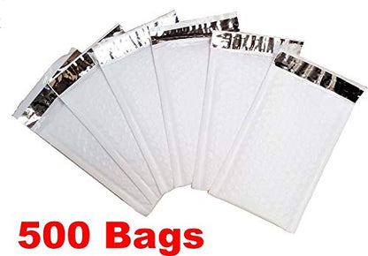 iMBAPrice 500#000 (4" x 8") Pure White Color SELF Seal Poly Bubble MAILERS Padded Shipping ENVELOPES (Total 500 Bags) - color: White Poly Bubble, size: 4"x8" Poly (500 Envelopes) Value Pack