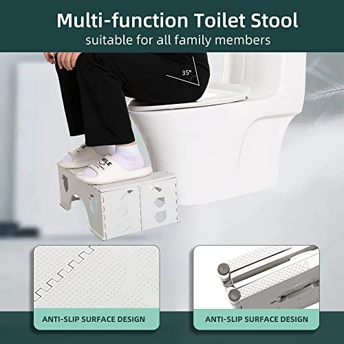 Foldable Toilet Stool, 7inch Bathroom Squatty Posture Poop Stool, A Good Helper to Effective Relief of Constipation, Easy to Storage Toilet Squat Stool. - color: Light Gray