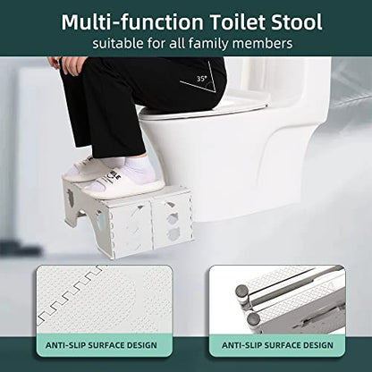 Foldable Toilet Stool, 7inch Bathroom Squatty Posture Poop Stool, A Good Helper to Effective Relief of Constipation, Easy to Storage Toilet Squat Stool. - color: Light Gray