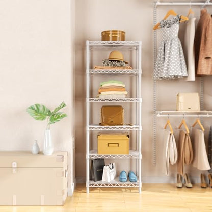 Golpart 6Tier Adjustable Storage Shelves Metal Wire Shelving Standing Shelf - color: White, size: 6-tier-10"Dx16"Wx63"H