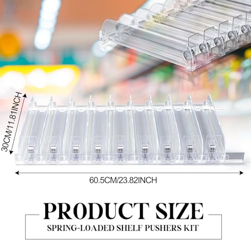 Wesiti 9 Pcs Spring-Loaded Shelf Pusher Kit for Retail Adjustable 12'' W x 24'' L Automatic Retail Display Organizer Snack Dispenser for Supermarket Store Pharmacy Gondola Shelf - size: 60.5cm × 30cm, style: Style 1