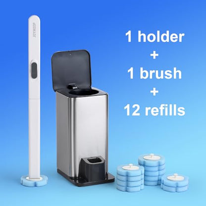 JOYMOOP Bathroom Cleaning Set, Mop and Bucket System with Toilet Brush Set, White, Microfiber Flat Mop for Household & Commercial Floor and Bathroom Cleaning - color: B