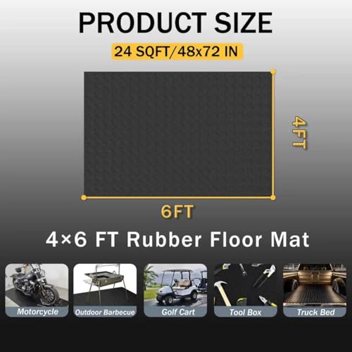 StellarStar 4x6 FT Garage Floor Mat, 2.8mm Thickened PVC Diamond Plate - color: Black, size: 4x6 FT