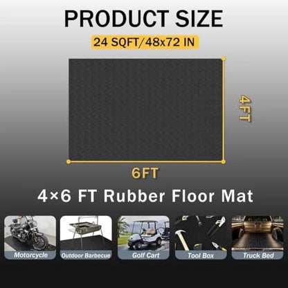 StellarStar 4x6 FT Garage Floor Mat, 2.8mm Thickened PVC Diamond Plate - color: Black, size: 4x6 FT
