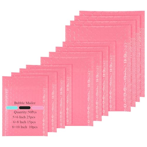 100 Pcs Kraft Bubble Mailers 3 Size Padded Envelopes, Pink - color: Pink