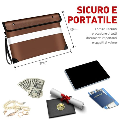 Vailoin 6200°F Fireproof Money Bag, 8 Layers of Heat Insulated Materials - color: Brown, size: 11"x7.7"