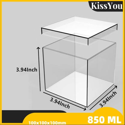 KissYou Acrylic Box Large Clear Display Boxes with Lid Transparent Square Cube Acrylic Storage Box for Wedding Graduatio Party Decorations - size: 3.94 x 3.94 x 3.94 Inch