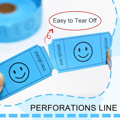 L Liked 500 Raffle Tickets 1x2inch Smile Blue Single Roll for Events (Pack of 2) - color: Blue, size: 1"x2" (Pack of 2)