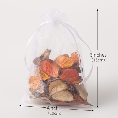 50PCS Organza Bags, 4x6 inches (10x15cm) Small Mesh Bags Drawstring, White Jewelry Gift Pouches for Easter, Wedding, Party, Festival, Bathroom Soaps - color: White-50PCS