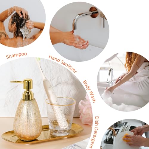 3D Textured Brushed Gold Ceramic Soap Dispenser, Shiny Finish - color: Brushed Gold