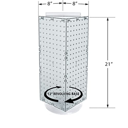 Azar Displays 703385-CLR Four-Sided Revolving 8”W X 20”H Pegboard Counter Display, Clear - color: Clear, style: Pegboard Only