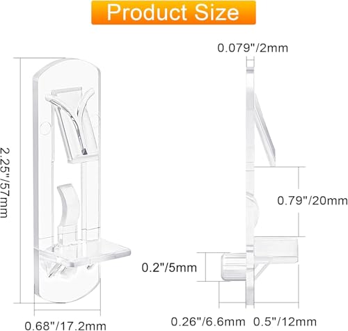 30PCS Clear Plastic Shelf Support Pegs for 3/4" Thick Wood Shelving, 5mm Peg Cabinet Shelf Clips with Self-Locking Design, Secure Kitchen Cabinet Shelf Pegs for Bookshelves and Storage Organizers