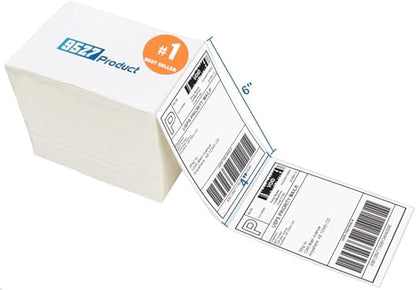 9527 Product Fanfold 4 x 6 Direct Thermal Labels White Perforated Shipping Labels, 500pcs per Stack,1 Stack - color: White, size: 1 Stacks | 500 Labels