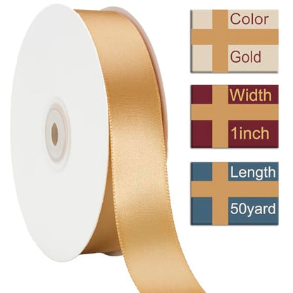 1 Inch Gold Ribbon 50Yards – Perfect for Gift Wrapping - color: Gold, size: 1"