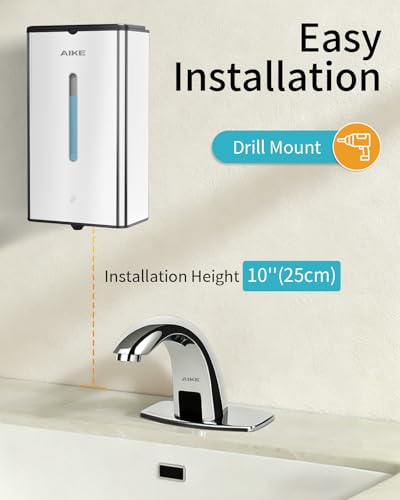 AIKE Heavy Duty Automatic Soap Dispenser,33.8oz for Bathroom,Polished Steel - color: Polished Stainless Steel