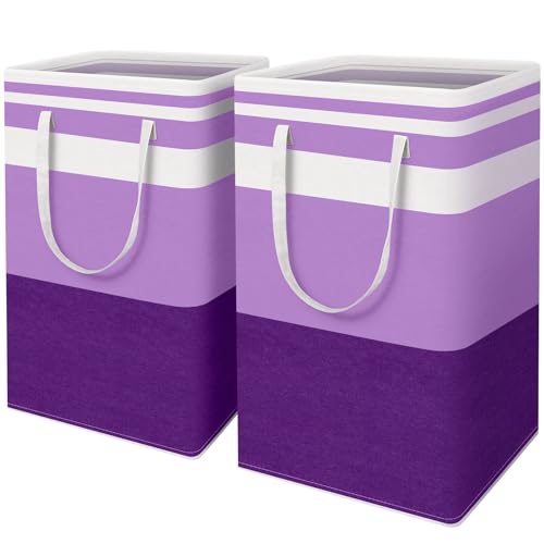 HomeHacks 2 Pack Laundry Baskets, Laundry Hampers Bags (Purple 88Lx2) - color: Purple, size: 88L