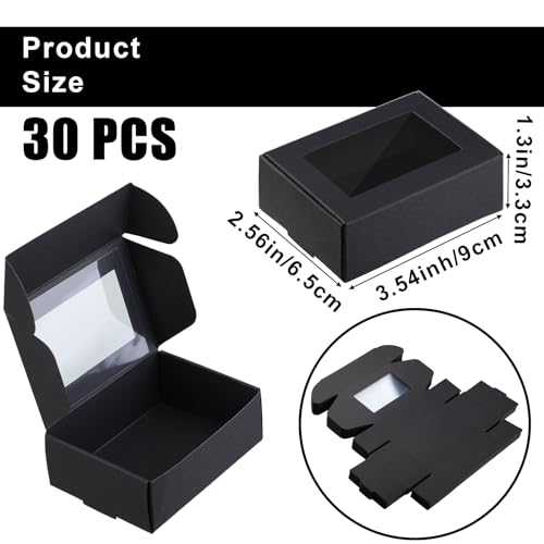 Zonon Mini Kraft Soap Boxes with Window Homemade, Black, 30 Pcs - color: Black