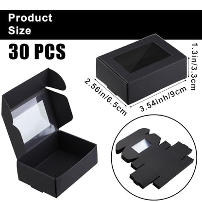 Zonon Mini Kraft Soap Boxes with Window Homemade, Black, 30 Pcs - color: Black