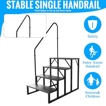 RV Stairs 4 Step Ladder, RV Steps Anti-Slip, Hot Tub Steps with Handrail, 660 lbs RV Ladder for 5th Wheel RV, Mobile Home Stairs - size: 4 Step