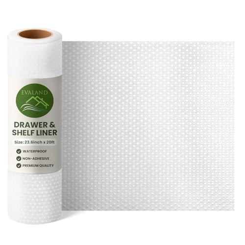 EVALAND Shelf Liner Cabinet Liner Non-Adhesive Drawer Liner 23.6 in x 20 FT - color: Clear, size: 23.6"W x 236"L