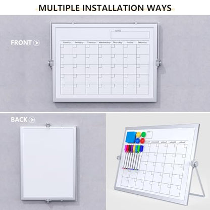 Dry Erase White Board,16X12IN Magnetic Desktop Whiteboard Calendar - size: 12"W x 16"H