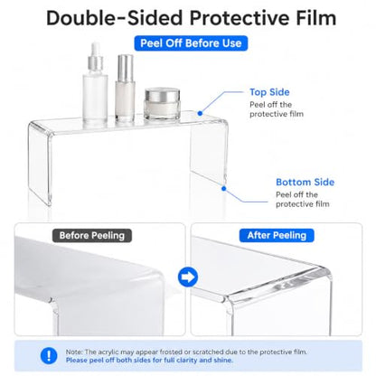 2 Pack Acrylic Medicine Cabinet Organizer Clear Shelves 2 Large - size: 2 x 11.4x3x5.1in